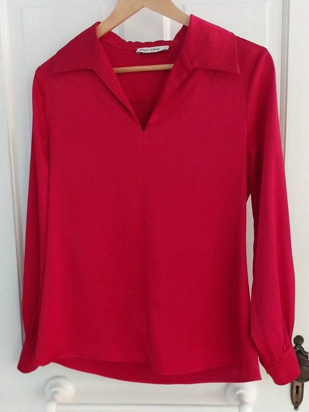 Satin vibrant red blouse Grace Karin
